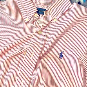 Medium Ralph Lauren Dress Shirt, red and white.
